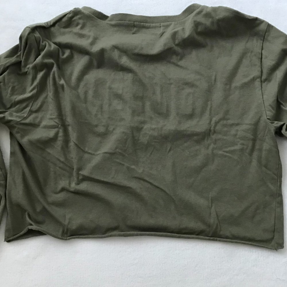 Say What Crop Top, Junior Size XL (Bust: 42"), Dark Green - Picture 3 of 4